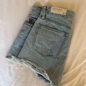 Just USA Sky Blue Frayed Denim Shorts
